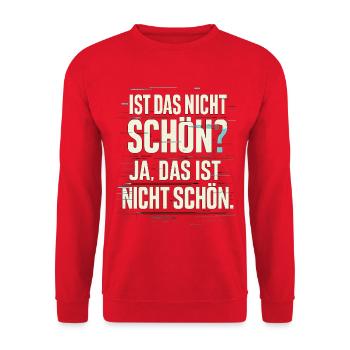 Ist-das-nicht-schön Glitchspruch - Unisex Pullover - Rot - Vorne - Alina (178cm) & Michal (187cm)