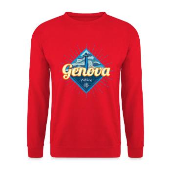 Genua Ligurien Italien Urlaub Vintage Souvenir - Unisex Pullover - Rot - Vorne - Alina (178cm) & Michal (187cm)