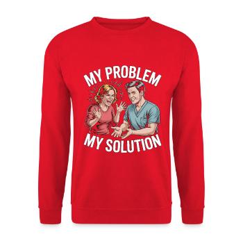 Hand Therapist My Problem My Pictogram Dad Mom - Unisex Sweatshirt - red - Front - Alina (178cm) & Michal (187cm)