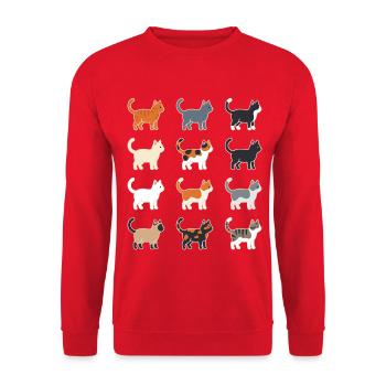 Katzen Illustration Raster - Unisex Pullover - Rot - Vorne - Alina (178cm) & Michal (187cm)