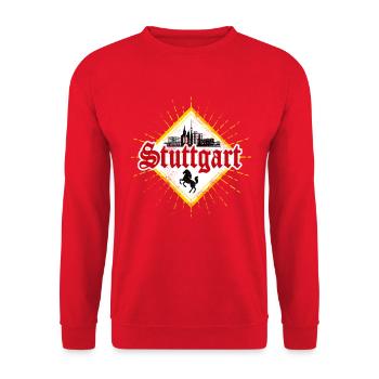 Stuttgart City Deutschland Retro Skyline Souvenir - Unisex Pullover - Rot - Vorne - Alina (178cm) & Michal (187cm)