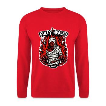 Flammende Mumie Inferno - Unisex Pullover - Rot - Vorne - Alina (178cm) & Michal (187cm)