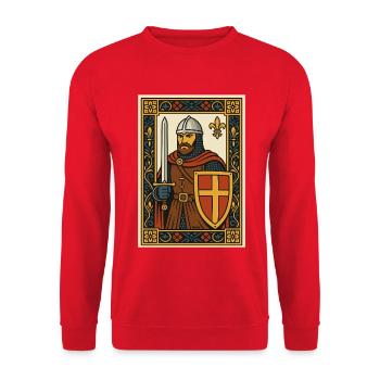Medieval Knight Tile Emblem - Unisex Sweatshirt - red - Front - Alina (178cm) & Michal (187cm)