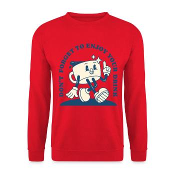 Don't Forget Your Drink – Retro Coffee - Sweat-shirt Unisexe - rouge - Devant - Alina (178cm) & Michal (187cm)