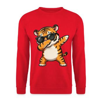Dabbing Tiger - Unisex Pullover - Rot - Vorne - Alina (178cm) & Michal (187cm)