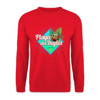 Playa del Ingles Gran Canaria Kanarische Souvenir - Unisex Pullover - Rot - Vorne - Alina (178cm) & Michal (187cm)