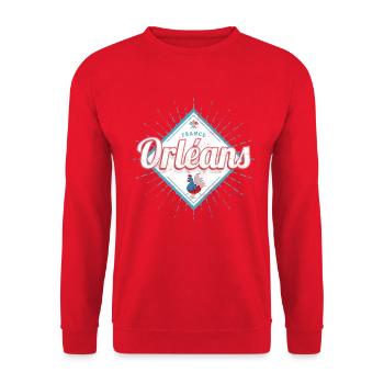 Orléans Loiret Frankreich Hahn Vintage Souvenir - Unisex Pullover - Rot - Vorne - Alina (178cm) & Michal (187cm)