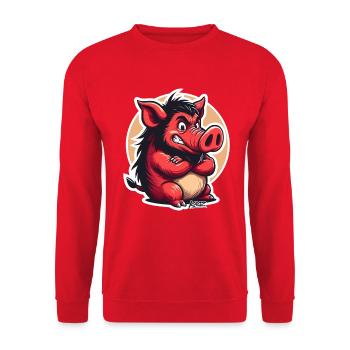 Angry Red Boar Cartoon - Unisex Sweatshirt - red - Front - Alina (178cm) & Michal (187cm)
