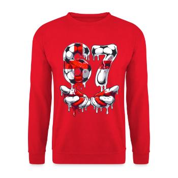 Lustiges Fußball-67-Meme für Jungen Kinder 67 T-Shirt, 6 7 - Unisex Pullover - Rot - Vorne - Alina (178cm) & Michal (187cm)