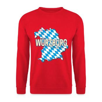 Carte murale rétro de la ville de Wurtzbourg, Bavière, Allemagne - Sweat-shirt Unisexe - rouge - Devant - Alina (178cm) & Michal (187cm)