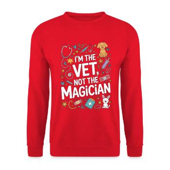 I'm The Vet Not The Magician Veterinary Assistant - Unisex Sweatshirt - red - Front - Alina (178cm) & Michal (187cm)
