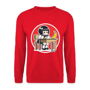 Deskbound Bored Student Banana - Unisex Sweatshirt - red - Front - Alina (178cm) & Michal (187cm)