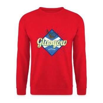 Glasgow UK City Scotland Bagpipes Souvenir - Unisex Sweatshirt - red - Front - Alina (178cm) & Michal (187cm)
