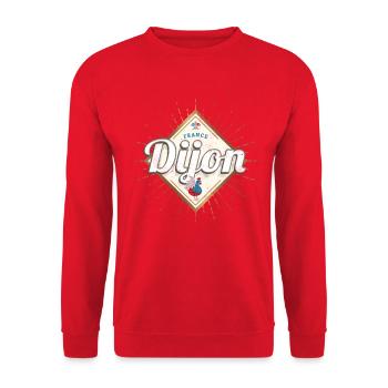 Dijon Stadt Burgund Frankreich Retro Hahn Souvenir - Unisex Pullover - Rot - Vorne - Alina (178cm) & Michal (187cm)
