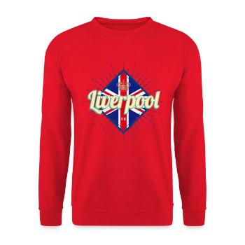 Liverpool City UK Retro United Kingdom Souvenir - Unisex Sweatshirt - red - Front - Alina (178cm) & Michal (187cm)