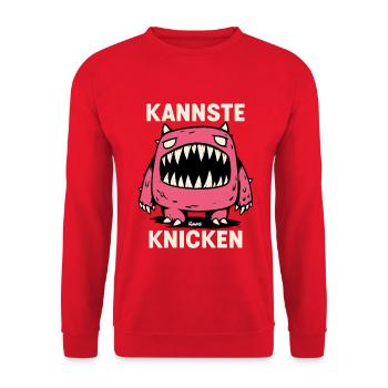 KANNSTE KNICKEN Monster Graphic - Unisex Pullover - Rot - Vorne - Alina (178cm) & Michal (187cm)