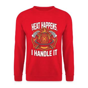 Fire Lieutenant Heat Happens Fire Rescue Officer - Unisex Sweatshirt - red - Front - Alina (178cm) & Michal (187cm)
