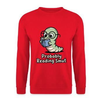 ReadingCaterpillar with glasses - Unisex Sweatshirt - red - Front - Alina (178cm) & Michal (187cm)