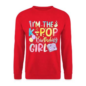 I'm The K-Pop Birthday Girl - Unisex Sweatshirt - red - Front - Alina (178cm) & Michal (187cm)