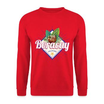Boracay Island in the Philippines with Coconut - Unisex Sweatshirt - red - Front - Alina (178cm) & Michal (187cm)