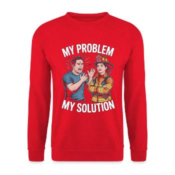 Fire Lieutenant My Problem My Pictogram Mom Dad - Unisex Sweatshirt - red - Front - Alina (178cm) & Michal (187cm)