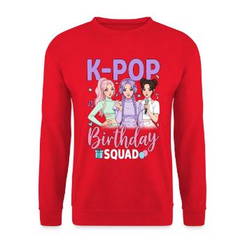 K Pop Birthday Squad - Unisex Sweatshirt - red - Front - Alina (178cm) & Michal (187cm)