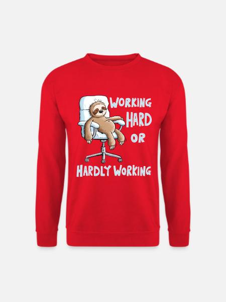 Working Hard Faultier Büro Arbeit - Unisex Pullover - Rot