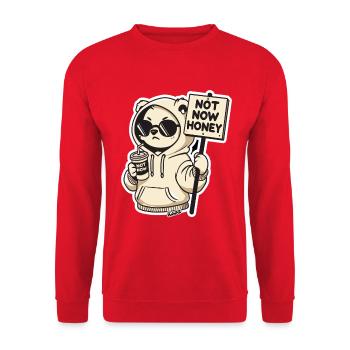 Panda Hoodie Not Now Honey - Unisex Sweatshirt - red - Front - Alina (178cm) & Michal (187cm)
