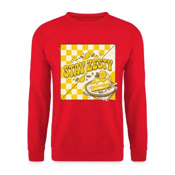 Stay Zesty Lemon Cake Retro - Unisex Sweatshirt - red - Front - Alina (178cm) & Michal (187cm)