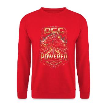 Modelleisenbahn Eisenbahn DCC Powered - Unisex Pullover - Rot - Vorne - Alina (178cm) & Michal (187cm)