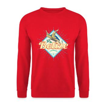 Belize Karibik Retro Schildkröten Vintage Souvenir - Unisex Pullover - Rot - Vorne - Alina (178cm) & Michal (187cm)