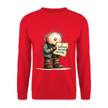 I survived another meeting Office Humor Saying - Unisex Sweatshirt - red - Front - Alina (178cm) & Michal (187cm)