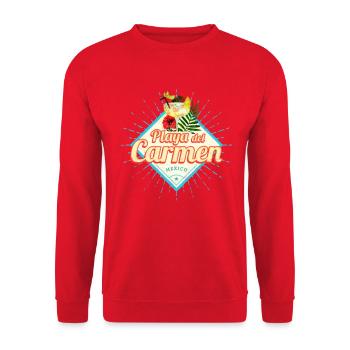 Playa del Carmen Mexiko Retro Cocktail Souvenir - Unisex Pullover - Rot - Vorne - Alina (178cm) & Michal (187cm)