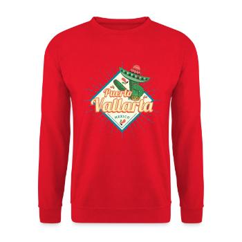 Puerto Vallarta Jalisco in Mexiko Vintage Souvenir - Unisex Pullover - Rot - Vorne - Alina (178cm) & Michal (187cm)
