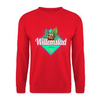 Willemstad Curacao Retro Holiday Caribbean Souvenir - Unisex Sweatshirt - red - Front - Alina (178cm) & Michal (187cm)