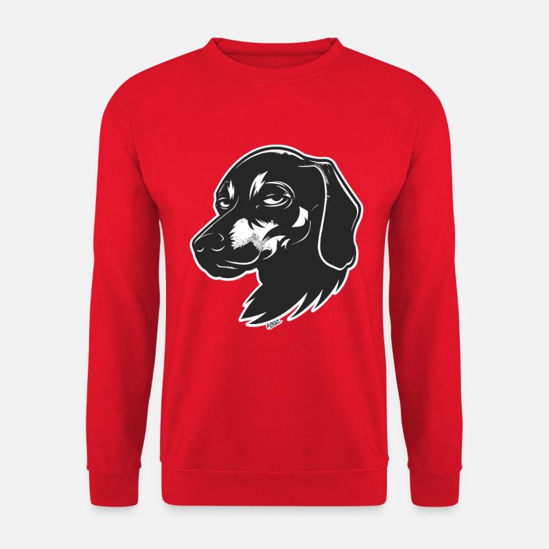 Dackel Silhouette Aufkleber - Unisex Pullover - Rot