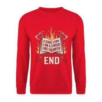 Fire Engineer A Short Story Fire Truck Operator - Unisex Pullover - Rot - Vorne - Alina (178cm) & Michal (187cm)