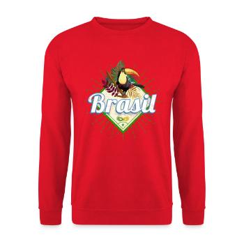 Brasilien Tukan Retro Samba Karneval Souvenir - Unisex Pullover - Rot - Vorne - Alina (178cm) & Michal (187cm)