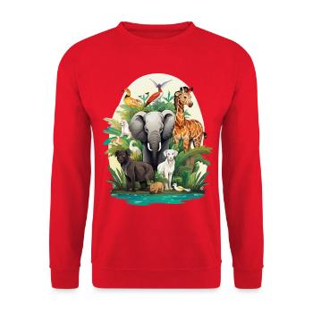 Tierwelt Dschungeltraum - Unisex Pullover - Rot - Vorne - Alina (178cm) & Michal (187cm)