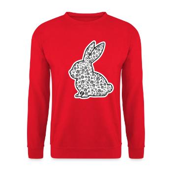 Heavy Metal Osterhase Rocker Ostern Hardcore Hase - Unisex Pullover - Rot - Vorne - Alina (178cm) & Michal (187cm)