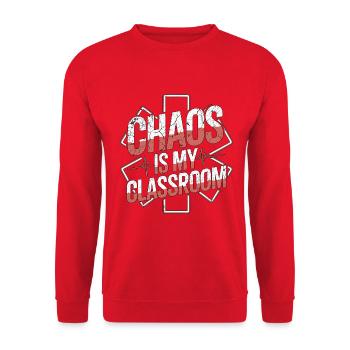 Instructeur ambulancier Chaos est mon service d’urgence - Sweat-shirt Unisexe - rouge - Devant - Alina (178cm) & Michal (187cm)
