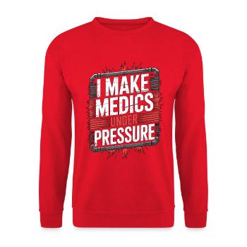 Paramédic : Je suis secouriste sous les services d’urgence - Sweat-shirt Unisexe - rouge - Devant - Alina (178cm) & Michal (187cm)
