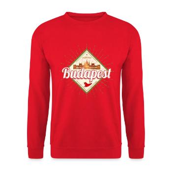 Budapest Paprika Design Ungarn Vintage Souvenir - Unisex Pullover - Rot - Vorne - Alina (178cm) & Michal (187cm)