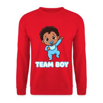 Team Boy Süßes Baby Design - Unisex Pullover - Rot - Vorne - Alina (178cm) & Michal (187cm)