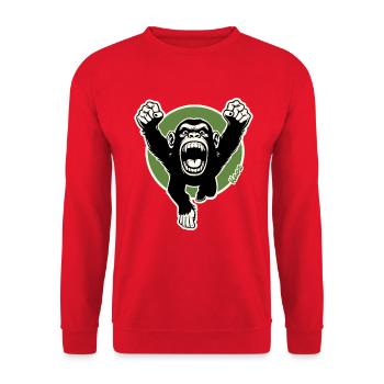 Roaring Chimp Bold Fist Kunst - Unisex Pullover - Rot - Vorne - Alina (178cm) & Michal (187cm)