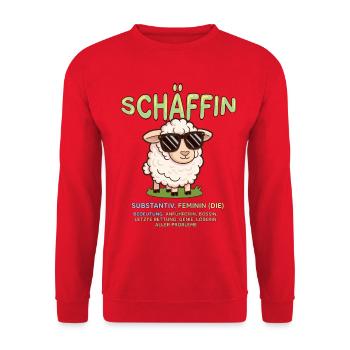 Schäffin Substantiv, feminin, die - Unisex Pullover - Rot - Vorne - Alina (178cm) & Michal (187cm)