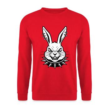 Heavy Metal Osterhase Rocker Ostern Hardcore Hase - Unisex Pullover - Rot - Vorne - Alina (178cm) & Michal (187cm)