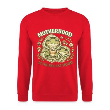 Lustige Mama Frosch Tee Mutterschaft ist der echtste Hood - Unisex Pullover - Rot - Vorne - Alina (178cm) & Michal (187cm)