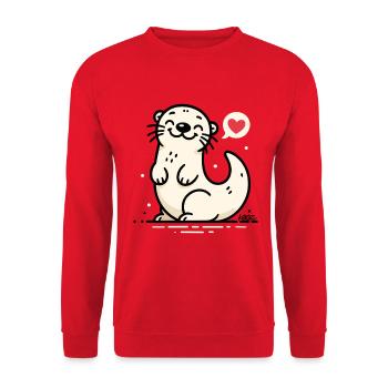 Heartlit Seal Charm - Unisex Sweatshirt - red - Front - Alina (178cm) & Michal (187cm)