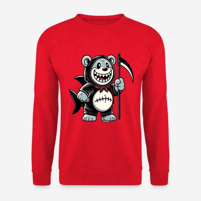 Grinsender Bär mit Sense - Unisex Pullover - Rot